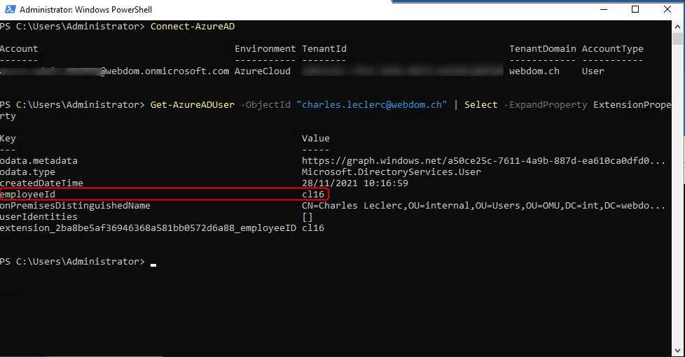 Azure AD Connect Directory Extension Attribute Sync Powershell