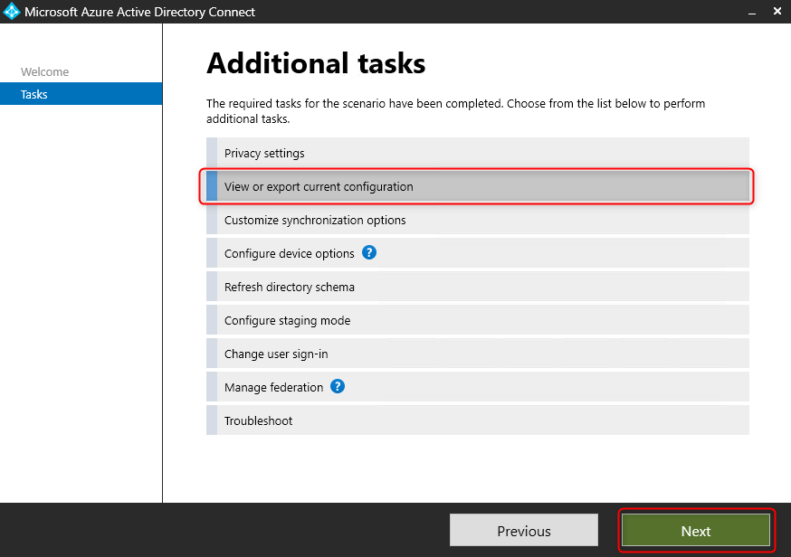 Azure AD Connect - Additional tasks