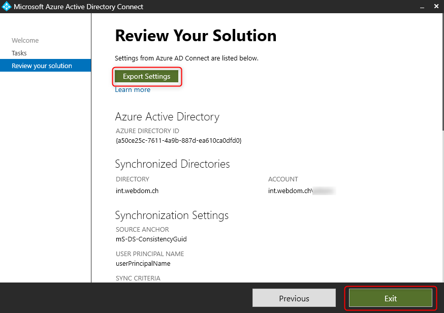 Azure AD Connect - Review your solution