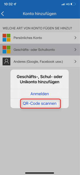 Microsoft Authenticator - QR-Code scan