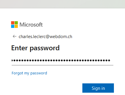 Microsoft Tenant Login - Enter Password