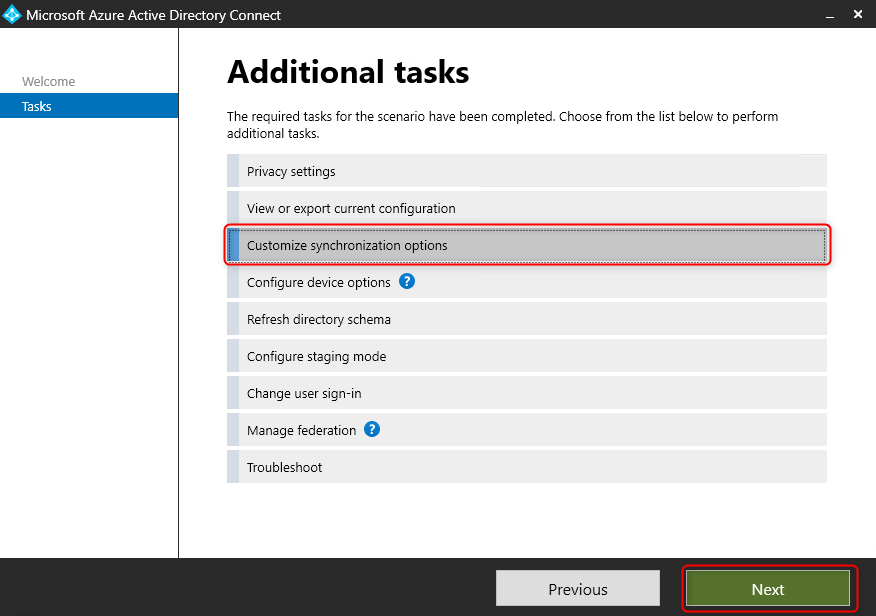 Azure AD Connect - Additional tasks