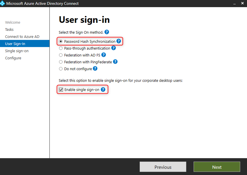 Azure AD Connect - User sign-in