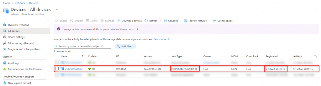 Azure AD - Hybrid Azure AD Joined All Devices