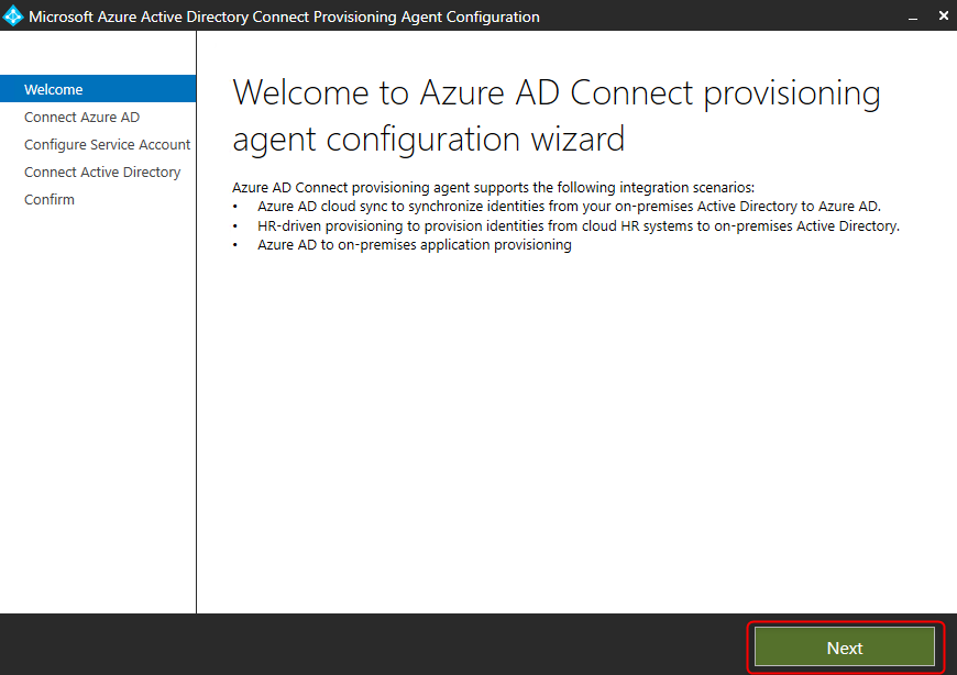 Azure AD Cloud Sync - Azure AD Connect provisioning agent configuration wizard