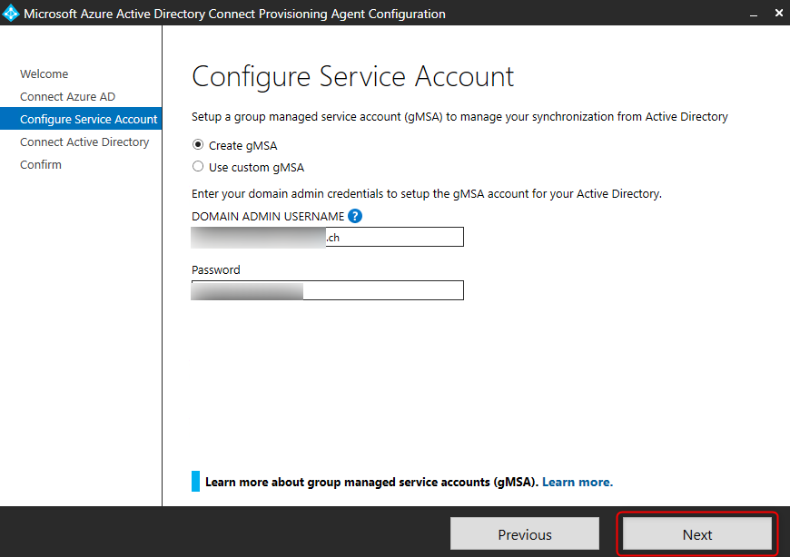 Azure AD Cloud Sync - Configure Service Account