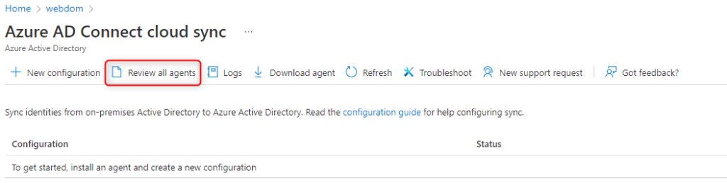 Azure AD Cloud Sync - Review all agents