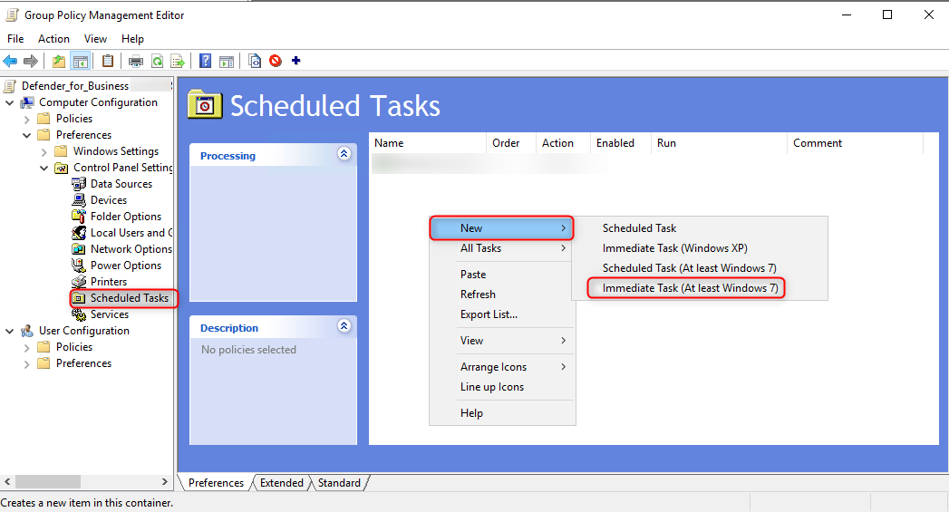 Microsoft Defender for Business Group Policy Object - Task Sheduler