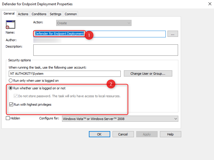 Microsoft Defender for Business Group Policy Object - General Properties