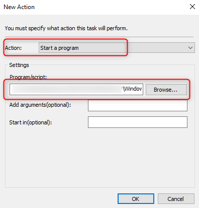 Microsoft Defender for Business Group Policy Object - Action Properties