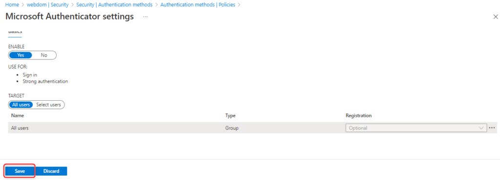 Aktivierung Standort Angabe Multi-Faktor Authentifizierung - Microsoft Authenticator settings