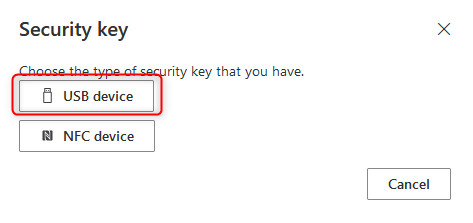 Security key - choose type