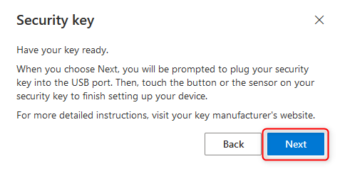 Security key - connect to device