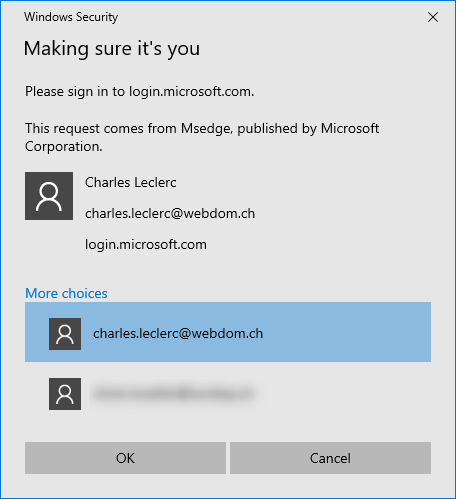 Windows Security - Choose Account