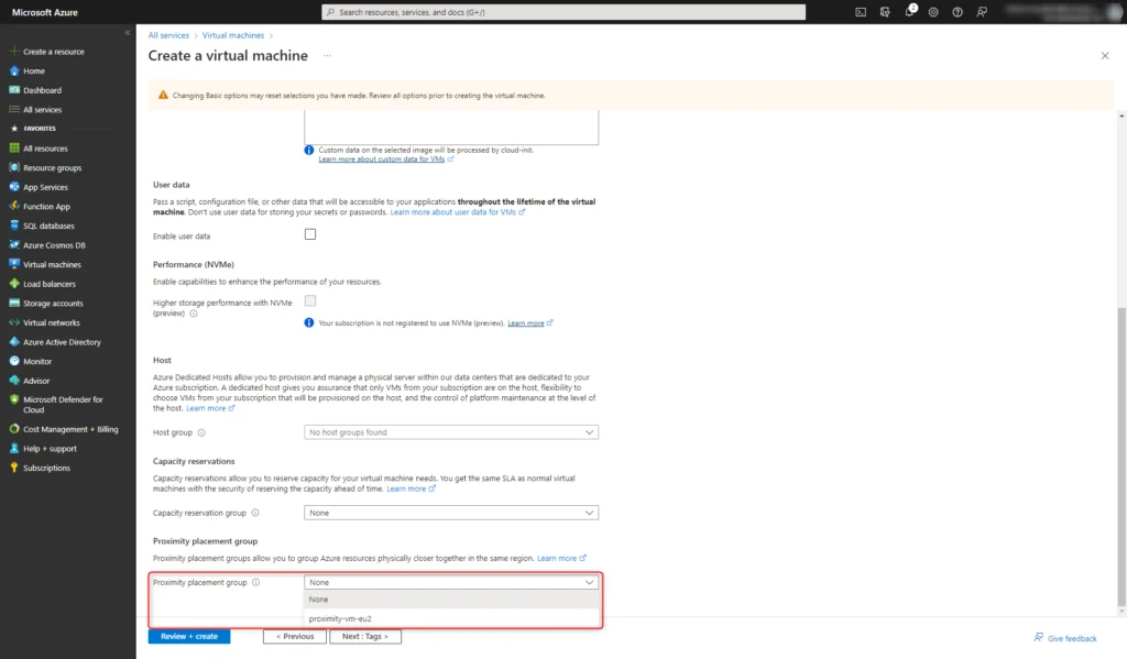 Azure proximity placement groups - create vm proximity placement group