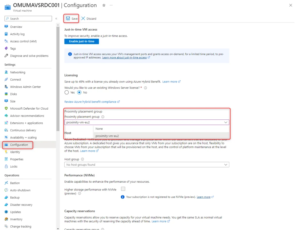 Azure proximity placement groups - choose proximity placement group
