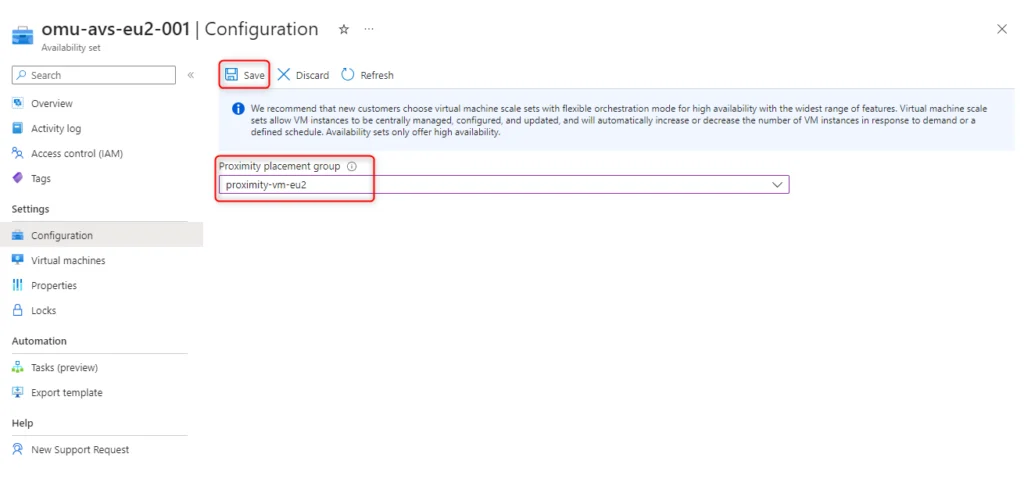 Azure proximity placement groups - choose proximity placement group