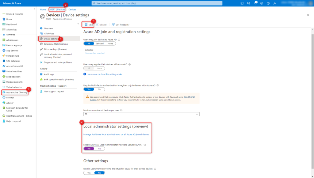 Windows LAPS in Microsoft Intune - Enable Azure AD Locala Administrator Solution (LAPS)