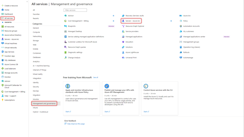 Azure Arc Windows Server - All service Management and governance