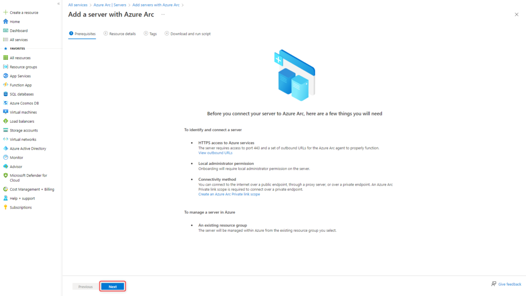 Azure Arc Windows Server - Add a single server Prerequisites