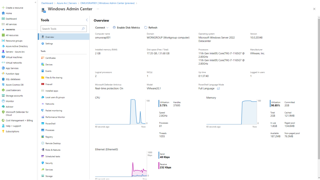 Azure Arc Windows Server - Windows Admin Center Overview
