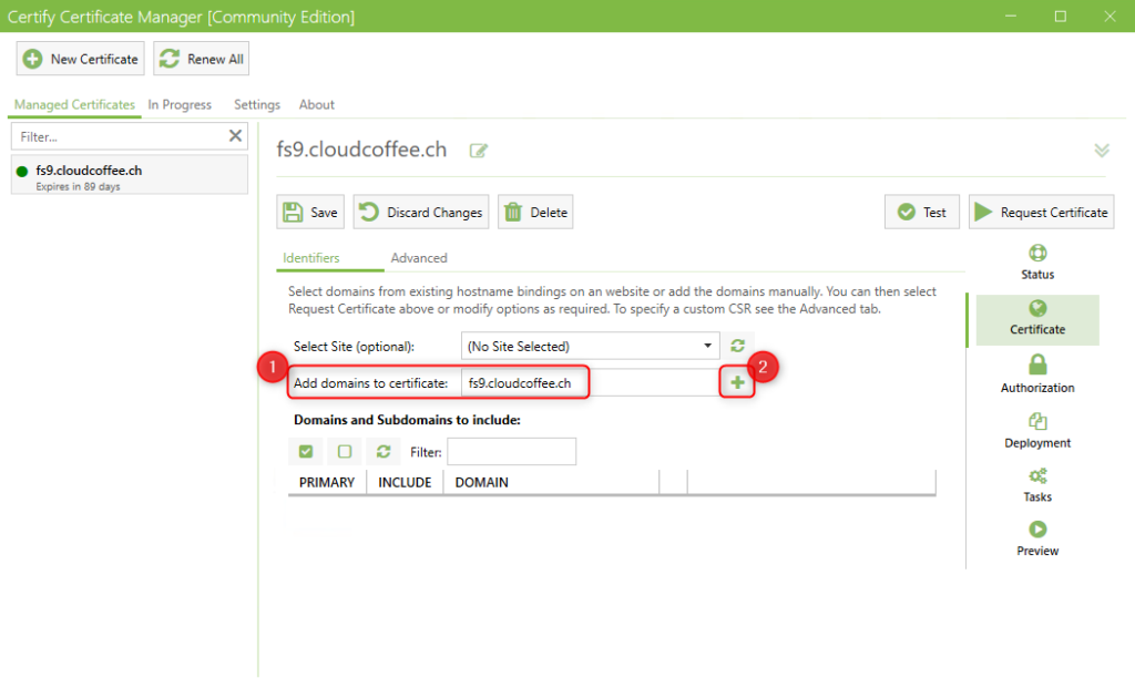 SMB over QUIC Azure Server - Certify The Web Add domains to certificate