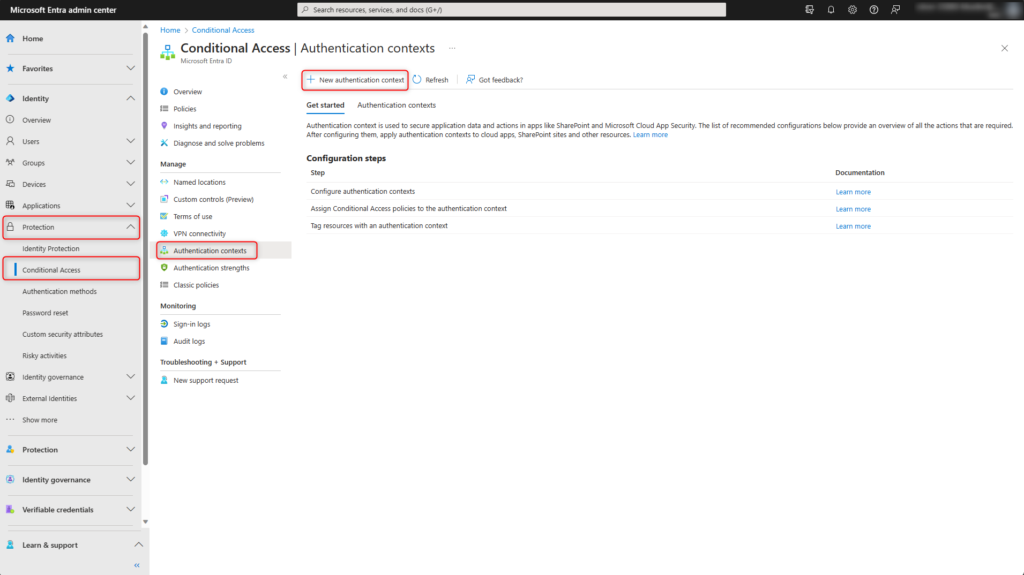 Conditional Access new authentication context