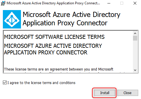Installation Application Proxy Connector License Terms