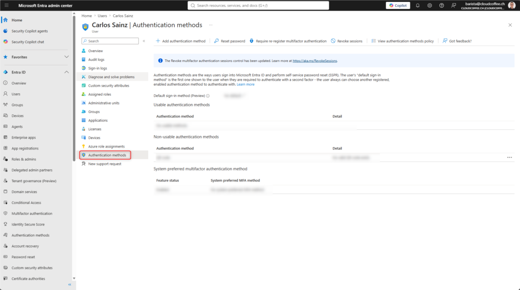 Entra ID Authentication Methods