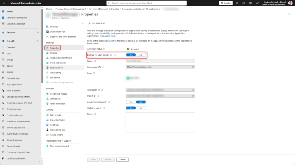 Entra ID Enterprise Applications Properties