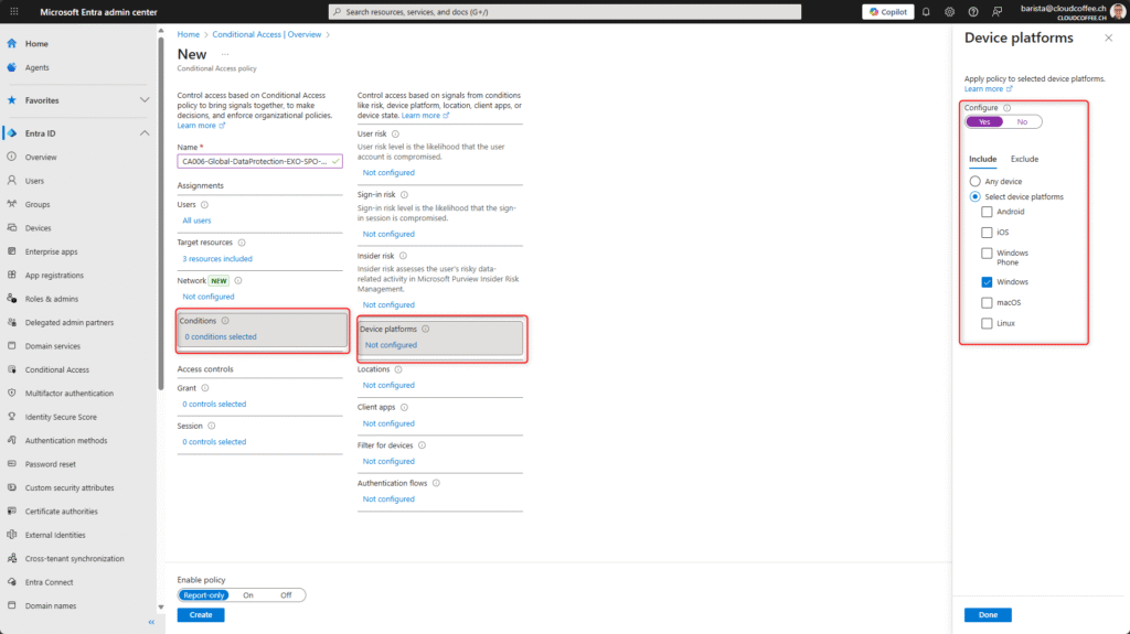 Microsoft Entra Conditional Access – Configure device platform condition for Windows