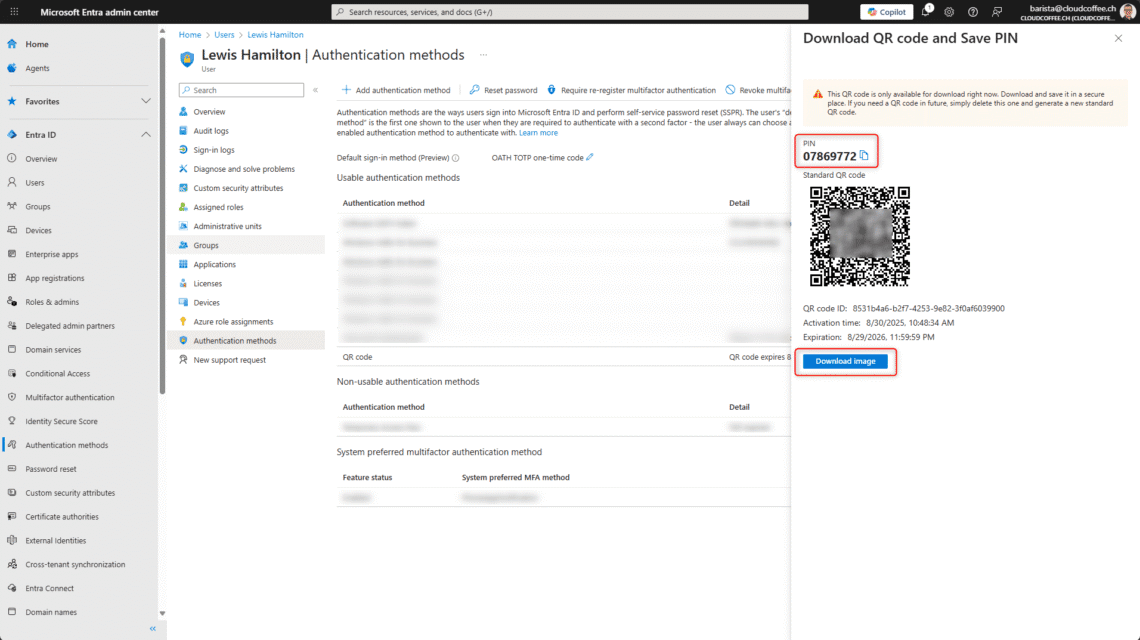 Microsoft Caluse Code Microsoft Entra ID: QR-Code Anmeldung - cloudkaffee.ch