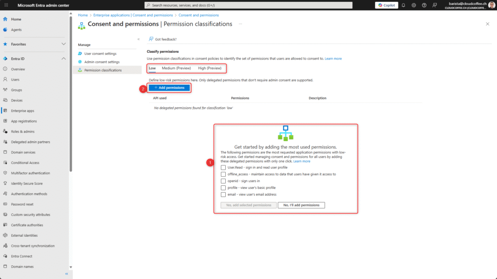 Microsoft Entra ID Admin Consent Workflow – Add permission classifications to user consent policies in the admin center