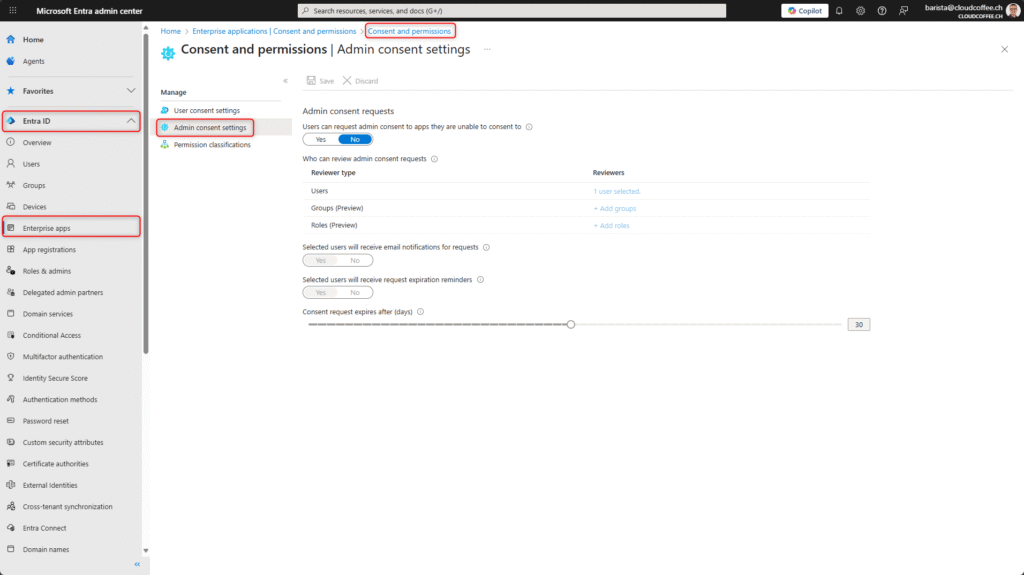 Microsoft Entra ID Admin Consent Workflow – Admin consent settings in the Entra admin center