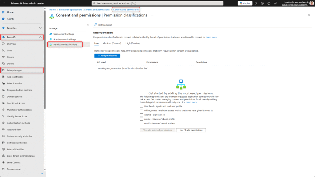 Microsoft Entra ID Admin Consent Workflow – Permission classifications for user consent policies in the admin center
