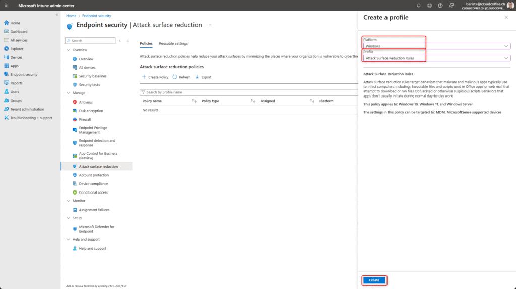 Microsoft Intune – Create Attack Surface Reduction Rules profile in Endpoint Security