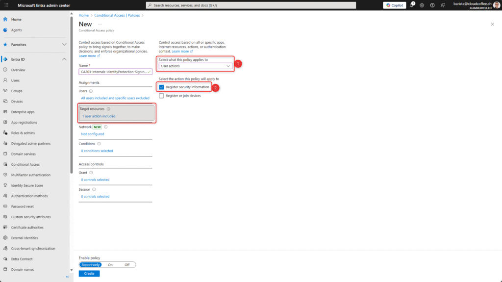 Configure Conditional Access to enforce security info registration based on sign-in risk in Microsoft Entra