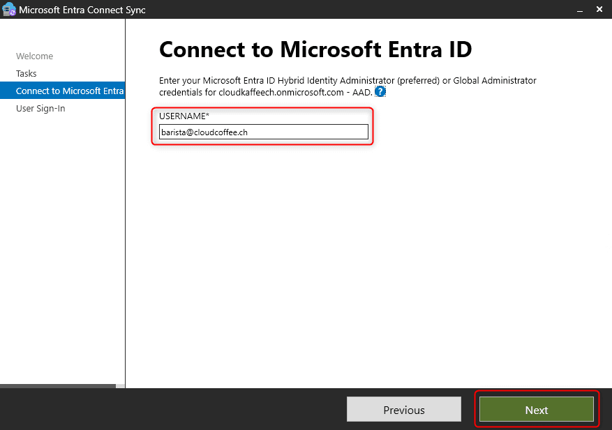 Microsoft Entra Connect Sync – Connect to Entra ID