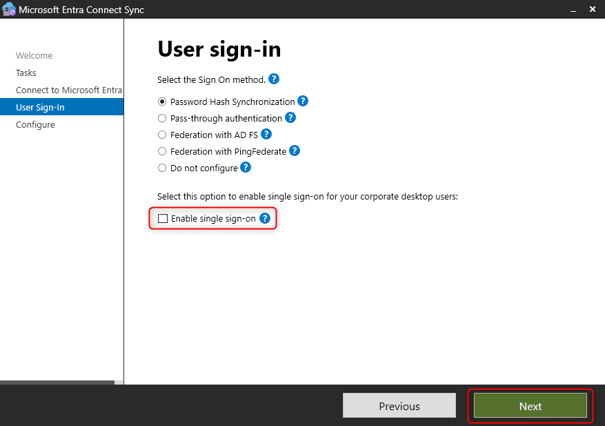 Microsoft Entra Connect Sync – Enable Seamless Single Sign-On