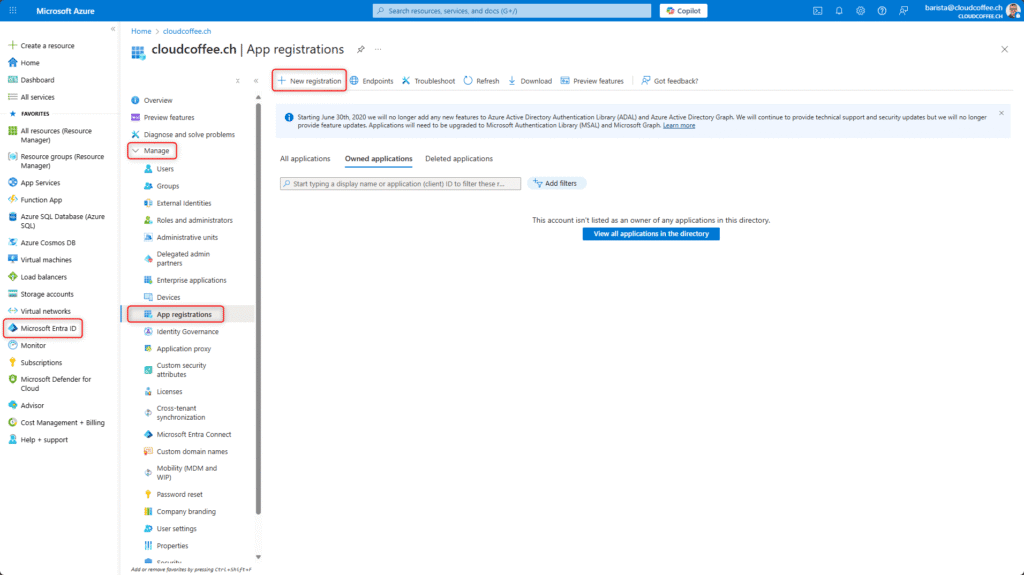Create a new app registration in Microsoft Entra ID