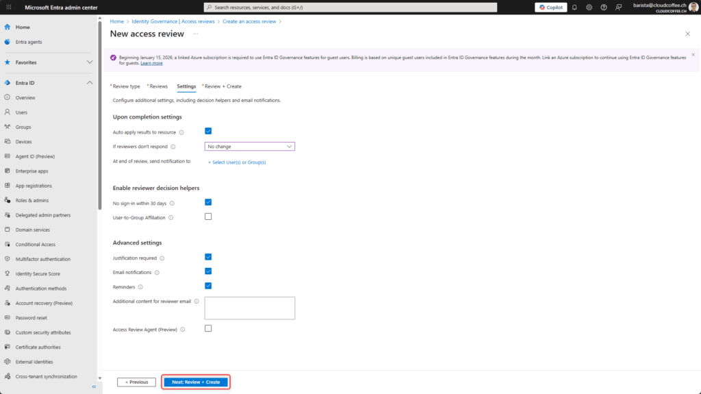 Final access review settings overview in Microsoft Entra ID Governance