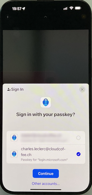 Microsoft Authenticator passkey sign in on mobile device for Microsoft Entra passwordless authentication