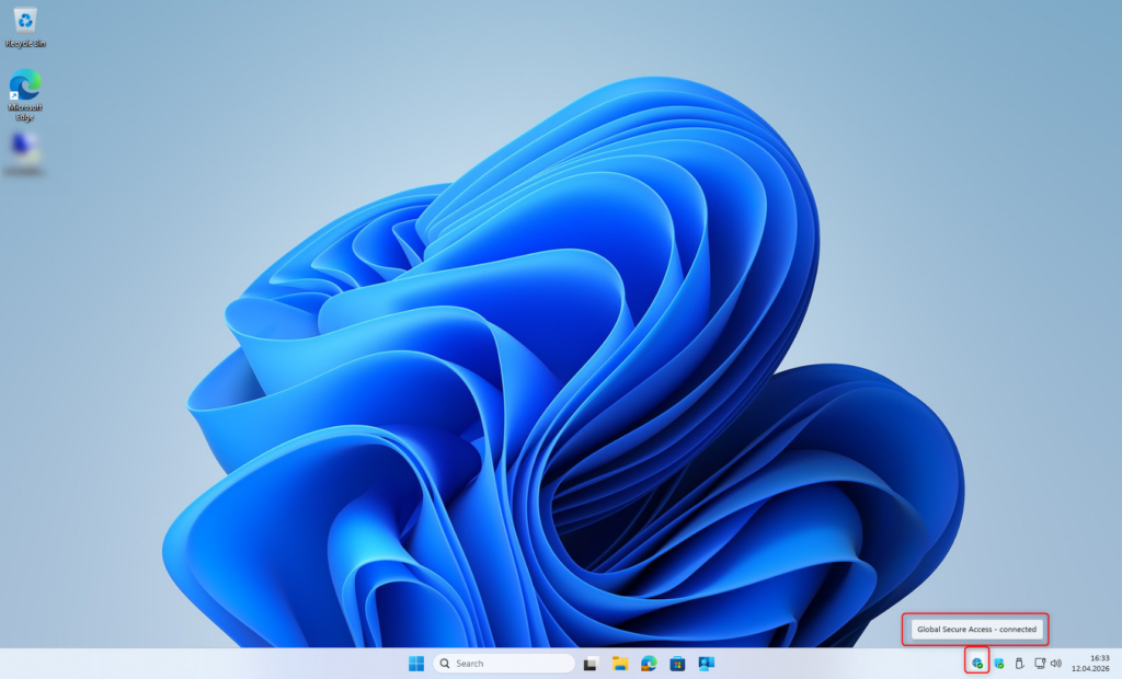 Microsoft Entra Global Secure Access client connected status shown in Windows system tray
