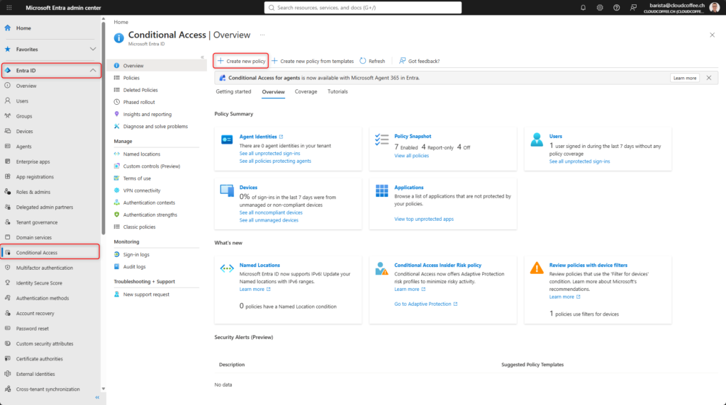 Microsoft Entra Conditional Access overview used to create a policy for Microsoft Entra Prompt Injection Protection.
